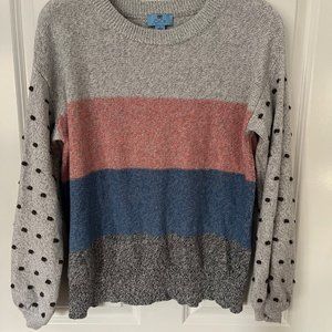 Sweater Size Large Horizontal Stripe with Balloon Sleeves